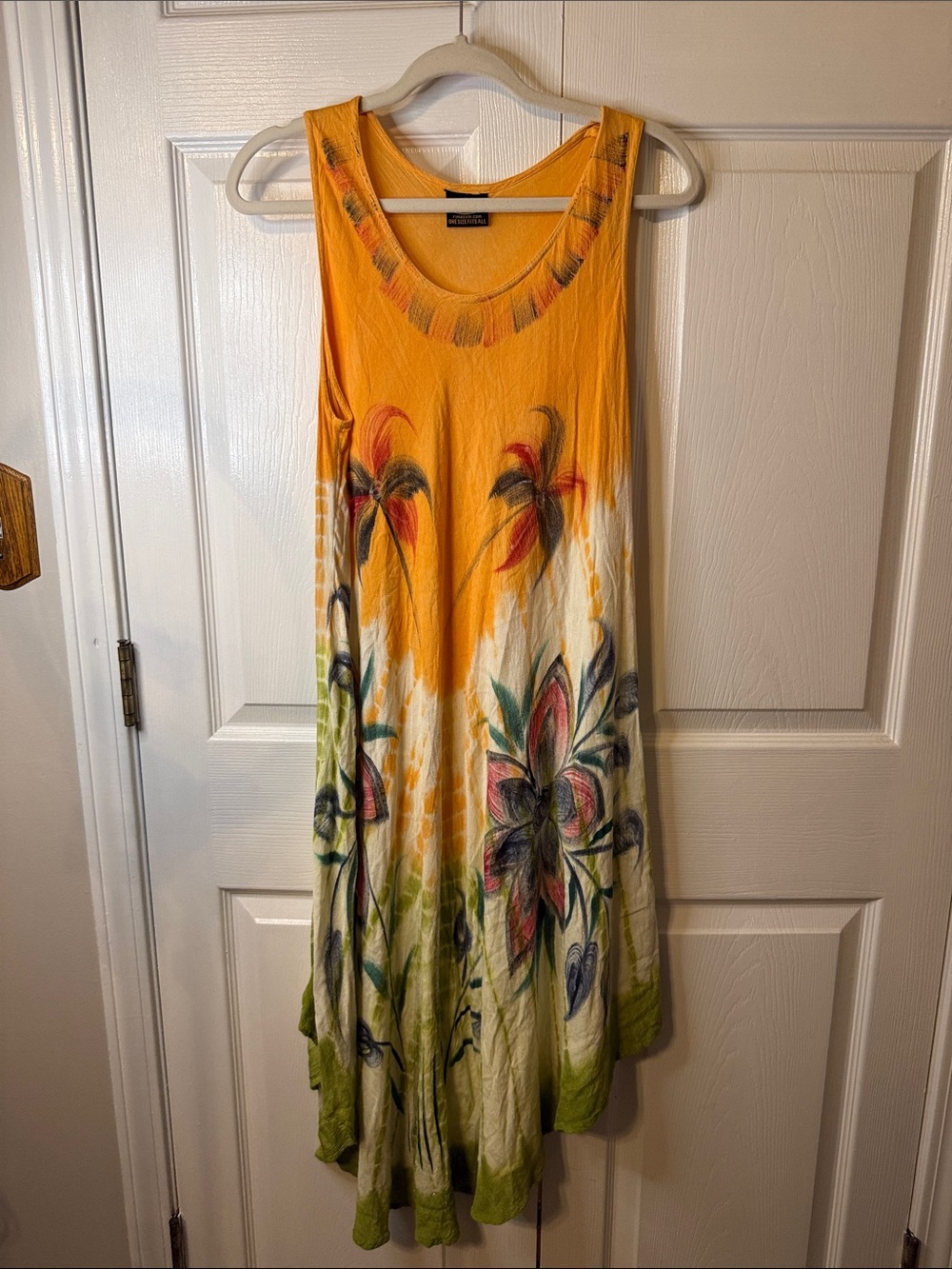 Rima Sleeveless Yellow Floral Tie-Dye Maxi Dress